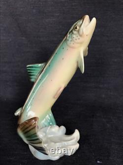 ART DECO Hutschenreuther-Rosenthal Porcelain SEA TROUT SEWIN FISH FIGURINE 1955