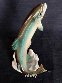 ART DECO Hutschenreuther-Rosenthal Porcelain SEA TROUT SEWIN FISH FIGURINE 1955