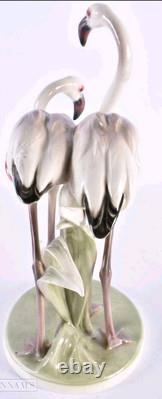 ART DECO Large Pair Flamingos Figurine 31cm Keramos Wein Austria C1930 Mint