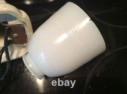 ART DECO PORCELAIN BATHROOM SCONCE LIGHTING w MILK GLASS SHADE