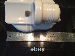 ART DECO PORCELAIN BATHROOM SCONCE LIGHTING w MILK GLASS SHADE