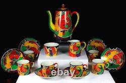 ART DECO ROYAL WINTON GRIMWADES JAZZ COFFEE SERVICE C. 1930s