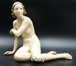 ART DECO Rosenthal Porcelain Figurine Liana Seated Nude Girl By M. H. Fritz 1938