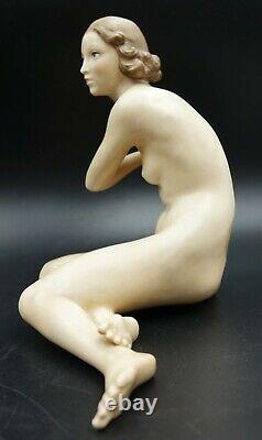 ART DECO Rosenthal Porcelain Figurine Liana Seated Nude Girl By M. H. Fritz 1938