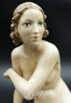 ART DECO Rosenthal Porcelain Figurine Liana Seated Nude Girl By M. H. Fritz 1938