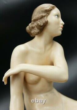 ART DECO Rosenthal Porcelain Figurine Liana Seated Nude Girl By M. H. Fritz 1938