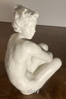 ART DECO SCULPTURE NUDE FEMALE FIGURINE GRONAU ROSENTHAL GERMANY 1940s STATUE