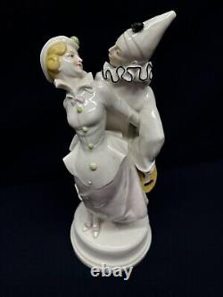 ART DECO Schwarzburger Werkstatten Porcelain Pierrot & Lady Figure