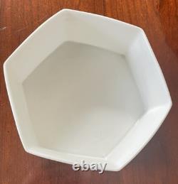 ART DECO T&V Limoges France Black White Floral Octagonal Ceramic Porcelain Bowl