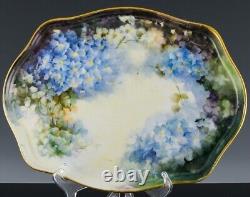 ART DECO c1890s LIMOGES H/P FLOWERS FLORAL FRENCH PORCELAIN VANITY DRESSER TRAY