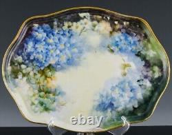 ART DECO c1890s LIMOGES H/P FLOWERS FLORAL FRENCH PORCELAIN VANITY DRESSER TRAY