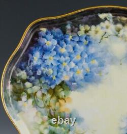 ART DECO c1890s LIMOGES H/P FLOWERS FLORAL FRENCH PORCELAIN VANITY DRESSER TRAY