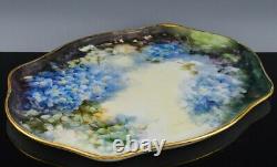 ART DECO c1890s LIMOGES H/P FLOWERS FLORAL FRENCH PORCELAIN VANITY DRESSER TRAY