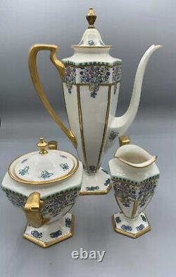 American Belleek Lenox Antique Art Nouveau Deco Coffee Service 47 Pieces