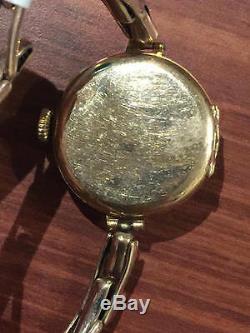 An Art-Deco 9K Yellow Gold ladies' Bracelet Watch. Circa 1930's. Porcelain Dial