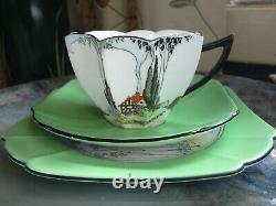 An Extremely Rare, Shelley Queen Anne Trio, Cottage One Pattern With Green