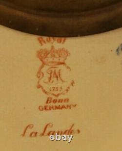 Antique 1800's ANSONIA La Landes Royal Bonn Porcelain Ceramic Mantel Shelf Clock