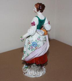 Antique 1884-1902 Sitzendorf Porcelain Figurine Woman with Flowers 9.5 1.6 Lbs