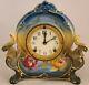 Antique 1900 Ansonia La Charny Royal Bonn Porcelain Open Escapement Mantel Clock