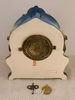Antique 1900 ANSONIA La Charny Royal Bonn Porcelain Open Escapement Mantel Clock