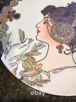 Antique 1908 Victorian Limoges Art Nouveau Porcelain Artist Portrait Plate 16