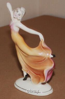 Antique 1914-1945 Katzhutte Porcelain Figurine Dancing Woman Girl Hertwig 5.3