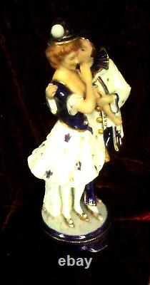 Antique 1920's Art Deco Pierrot & Pierrette Porcelain Figure Austria