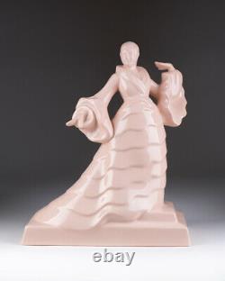 Antique 1920s Belgium Rare Porcelain Figurine ART DECO BFK Marked 33 cm