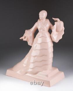 Antique 1920s Belgium Rare Porcelain Figurine ART DECO BFK Marked 33 cm