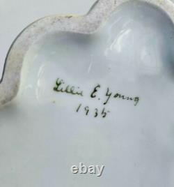 Antique 1935 Art Deco Porcelain Flower Frog Vase Girl on Snail Signed