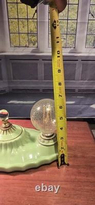 Antique 1940's Green Porcelain Flush mount Light Fixture Porcelier Restored