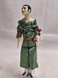 Antique 8.5 Pierrot Porcelain Doll on Reproduction Body Art Deco Germany c1920s