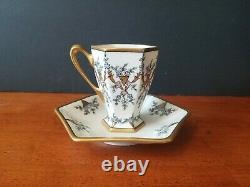 Antique American Belleek Lenox Art Deco Hexagonal Demitasse Cup & Saucer Euc