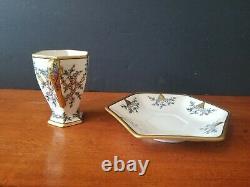 Antique American Belleek Lenox Art Deco Hexagonal Demitasse Cup & Saucer Euc