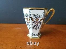 Antique American Belleek Lenox Art Deco Hexagonal Demitasse Cup & Saucer Euc