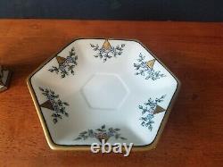 Antique American Belleek Lenox Art Deco Hexagonal Demitasse Cup & Saucer Euc