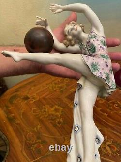 Antique Art Deco 1920's German Sitzendorf Porcelain Dancing Lady Figurine