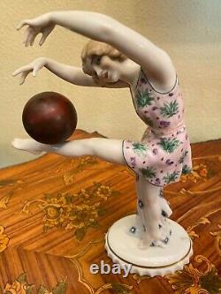 Antique Art Deco 1920's German Sitzendorf Porcelain Dancing Lady Figurine