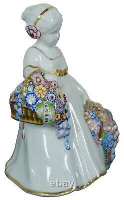 Antique Art Deco Bohemian Pirkenhammer Porcelain Flower Girl Figurine 8