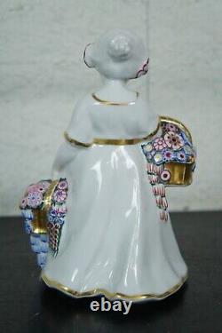 Antique Art Deco Bohemian Pirkenhammer Porcelain Flower Girl Figurine 8