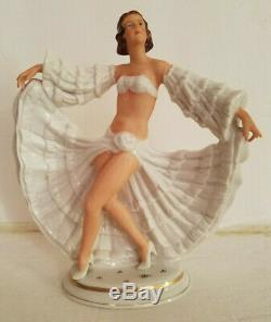 Antique Art Deco Continental Dresden German Porcelain Lady Dancer Figurine