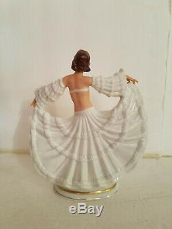 Antique Art Deco Continental Dresden German Porcelain Lady Dancer Figurine