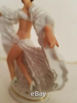 Antique Art Deco Continental Dresden German Porcelain Lady Dancer Figurine