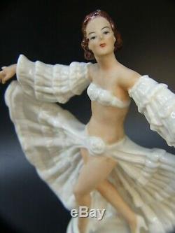 Antique Art Deco Continental Dresden German Porcelain Lady Dancer Figurine
