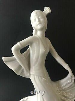 Antique Art Deco Dancing Flapper Porcelain Figurine Marked Foreign 8.5