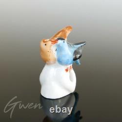 Antique Art Deco Drip Catcher Half Doll Love Birds Miniature 1.5 Bisque Germany