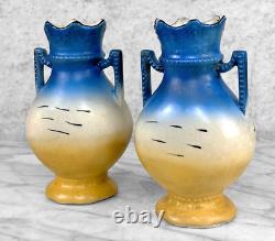 Antique Art Deco Egyptian Desert Porcelain Urn Vase A Pair