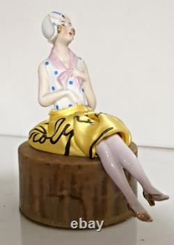 Antique Art Deco Figure Porcelain Figure Brand on Dress WRLYREUX