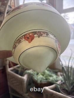 Antique Art Deco Floral Flush Mount Light Shade Poppies Flowers