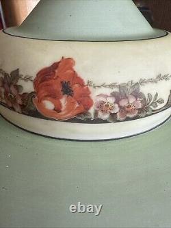 Antique Art Deco Floral Flush Mount Light Shade Poppies Flowers